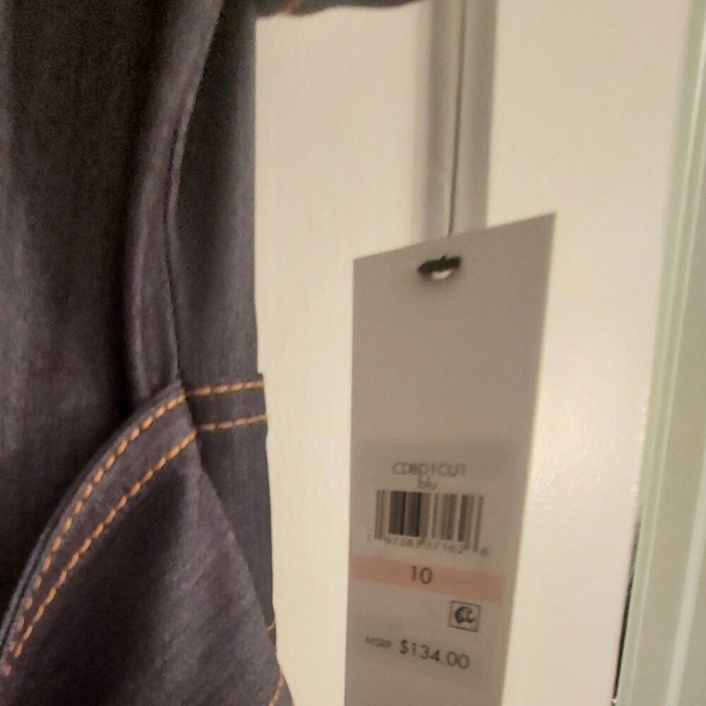 Calvin Klein Denim Like Trench Style Midi Dress NWT 10 - Picture 6 of 7